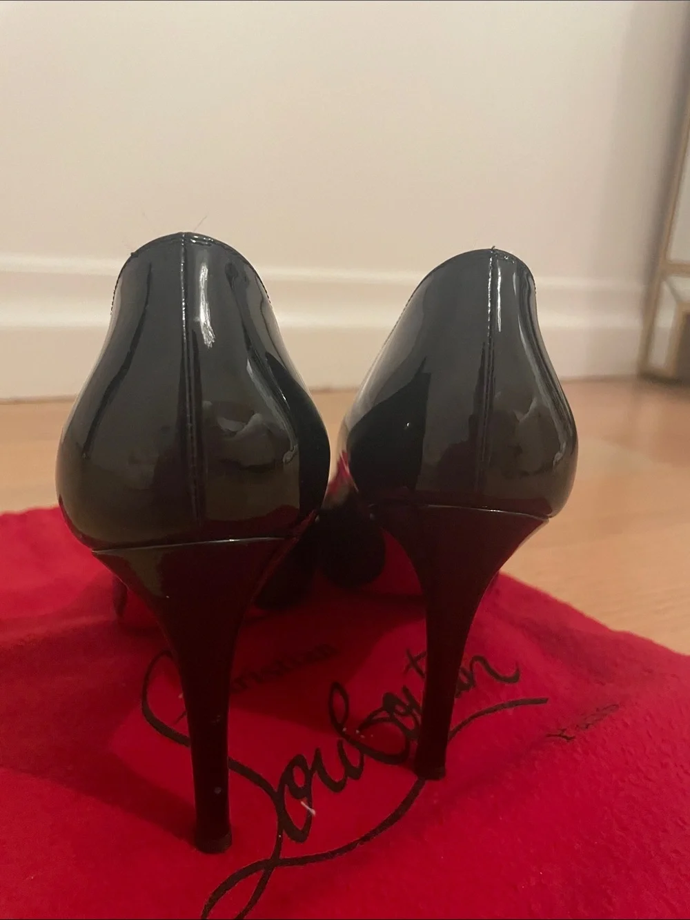 Christian Louboutin Black Patent Pointed-Toe Stiletto Pumps Size 36